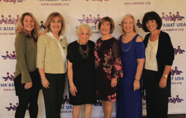 SAN FERNANDO VALLEY, CA—National President Chellie Goldwater Wilensky (third from left) was the guest speaker at a recent San Fernando Valley Council luncheon. From left are Deanna Migdal, Esther Friedberg, Wilensky, Gail Simpson (who was honored along with her husband, Myles), Susan Isaacs and Ivy Liebross.
