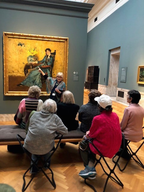 Women listening to lecture on art at the Cleveland Art Museum