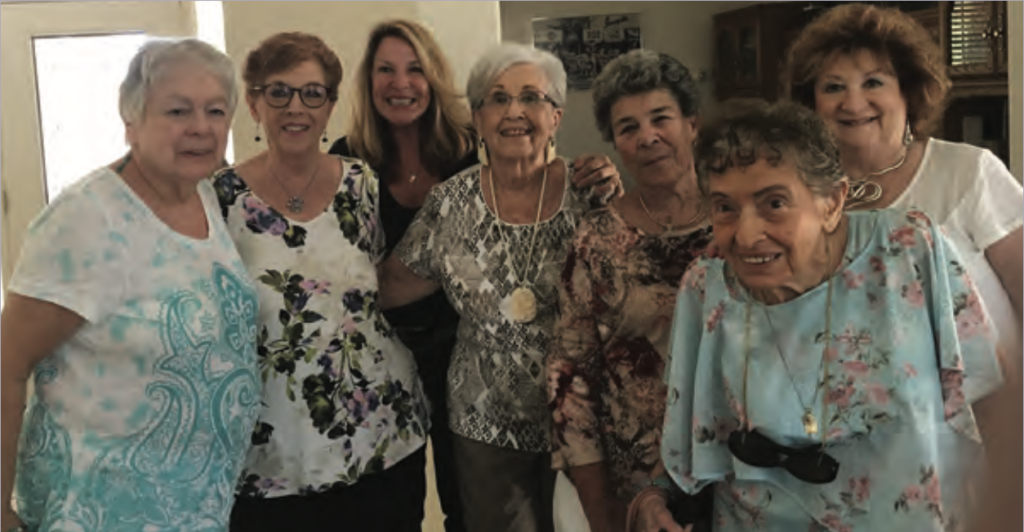 PHOENIX — From left: Susan Sparago (Mitzvah Chapter AZ president), Bonnie Ramis, Deanna Migdal (national executive director), Shirlee Katzman, Edie Evans, Anne Baumrind and hostess Adrian Bendick. Photographer is Lar- ry Goldsmith (a Friend of Na’amat), chapter treasurer.