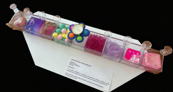Menorah with compartments for sensory toys